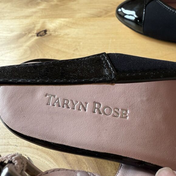 TARYN ROSE KARINE MULE WEDGE SLINGBACK SHOE PATENT LEATHER TOE ADJ STRAP 9M - Picture 4 of 11